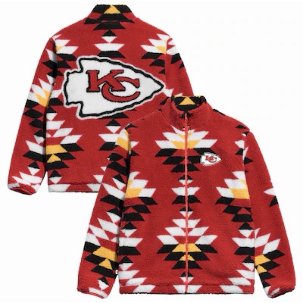 Kansas City Chiefs Men's Medium Chalk Line NFL Aztec Sherpa Fleece Jacket - New